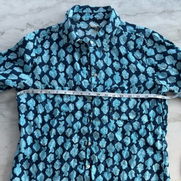 Lilly Pulitzer Sea View 100% Linen Shirt Low Tide Navy Size XS - Picture 7 of 11